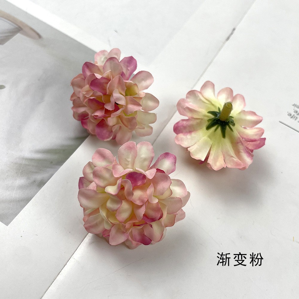 Simulación multicapa hortenida crisantemo cabeza DIY hecha a mano tocado material flor artificial decoración de la sala de bodas diseño de fondo de pared