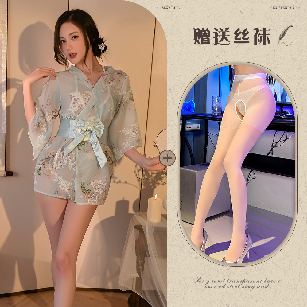 파란색 + 흰색 오픈 크로치 양말