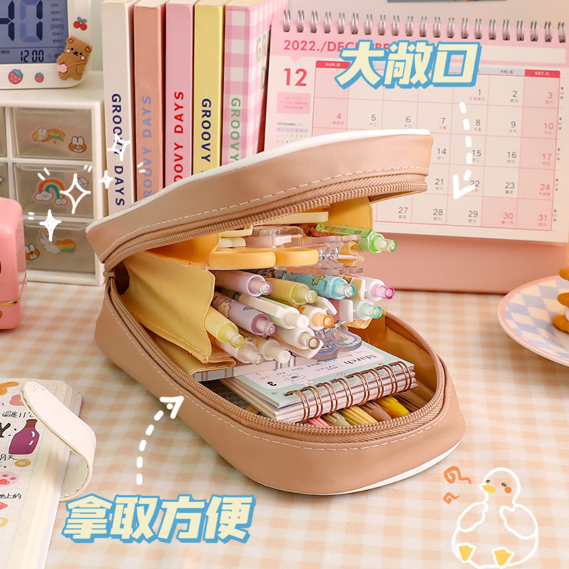 School Season Large Capacity Student Pencil Case Transparent and Cute Ins Japanese Girl Creative Simple Pencil Case Stationery Box