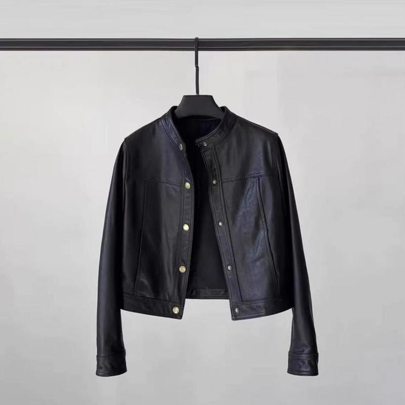复古短款立领机车服外套女2025春秋新款女士工装皮夹克皮上衣外套|undefined