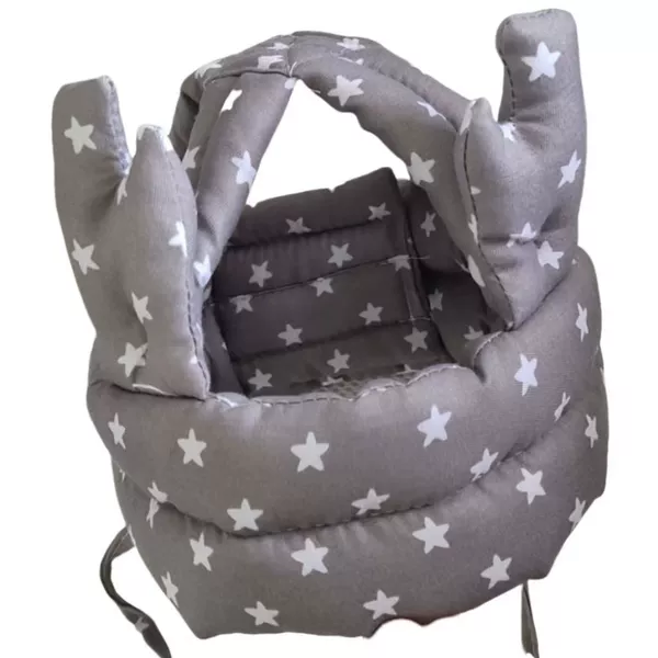 Baby protective hat with horns gray star