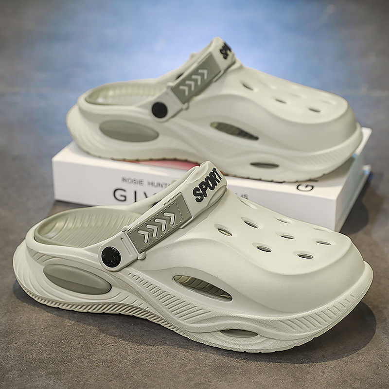 Zapatos de hombre 2025 verano nuevo estilo de los hombres zapatos con agujeros de boutique de dos desgaste fondo grueso al aire libre arena resistente al desgaste sandalias y zapatillas Baotou