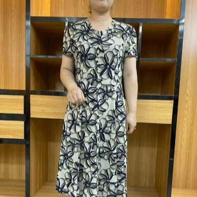 Модное и элегантное платье 2024, летний стиль, модная элегантная универсальная уменьшающая возраст свободная женская юбка с круглым вырезом для похудения