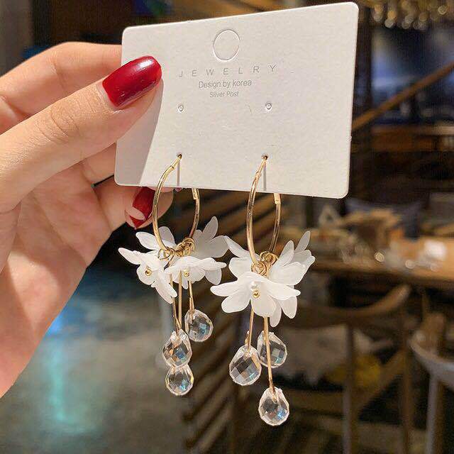 10g Weight Drop Earrings Classification 1 Pair Elegant Flower Copper Drop Earrings