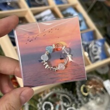 威海景点戒指爱心串珠戒指2024新款弹力绳小众设计感简约时尚指环