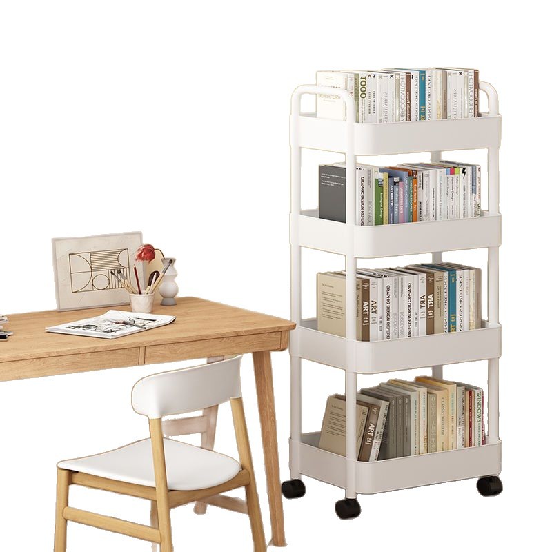 Estante de almacenamiento de libros multicapa de piso Estante de almacenamiento de libros móviles domésticos con ruedas pequeño carro de juguetes Estante de almacenamiento de bocadillos