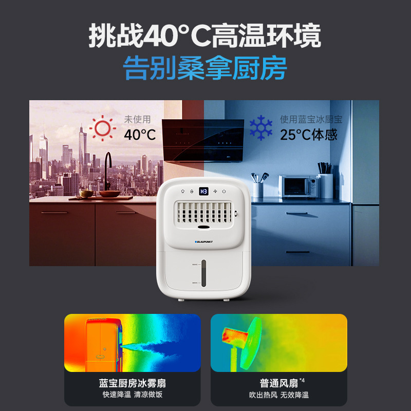 ブルーバオ キッチンアイスミストファン 専用扇風機 小型エアコン エアクーラー 家庭用防油冷凍 壁掛け 第二世代|undefined
