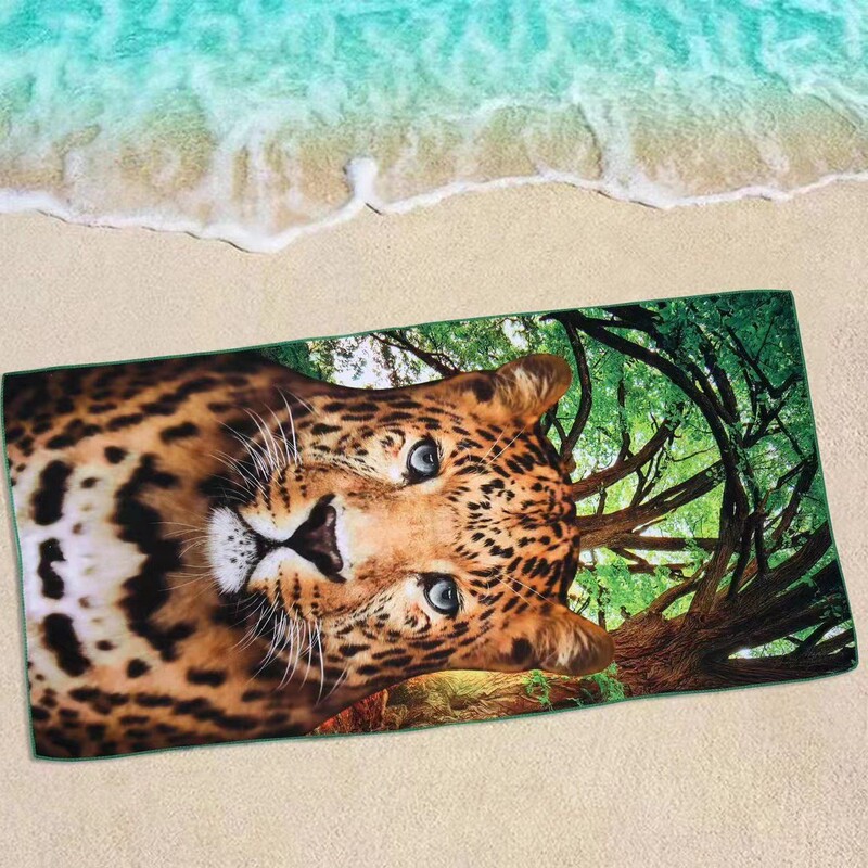 Tropical Sunset Print Beach Towel, Microfiber Quick-Drying and Water-Absorbent Seaside Vacation Bath Towel