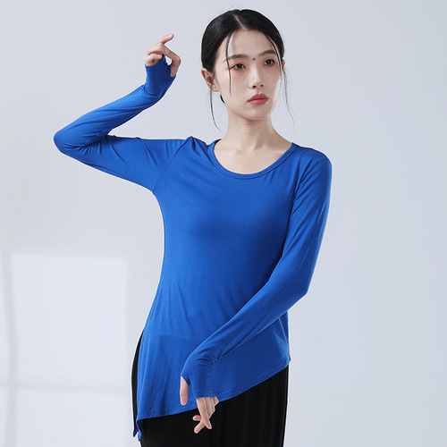 Welfare style modern dancer yoga clothes adult finger sleeve long-sleeved dance clothes tops classical dance square dance clothes