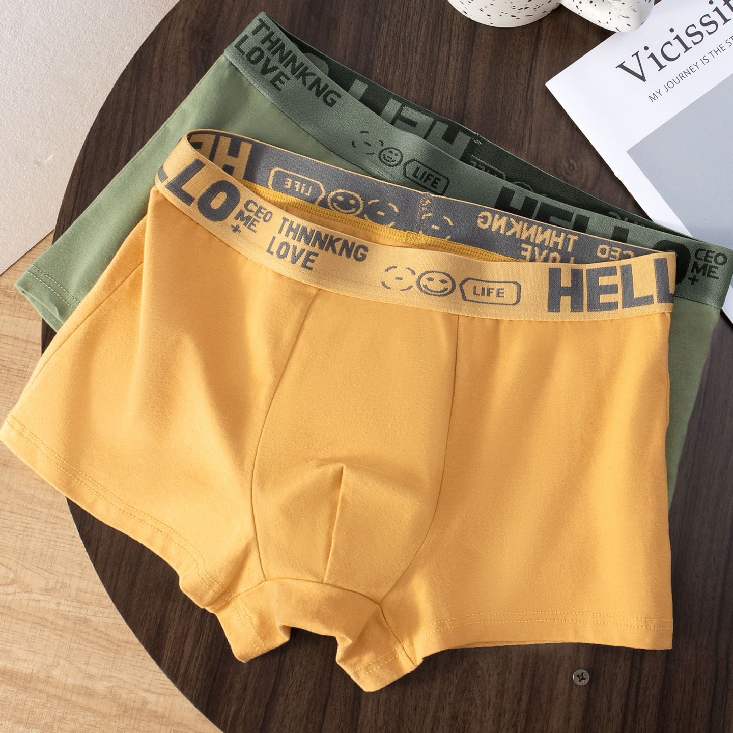 HELLO cinturón hombre algodón grafeno antibacteriano entrepierna algodón sensación de cintura media transpirable ropa interior de moda cómoda