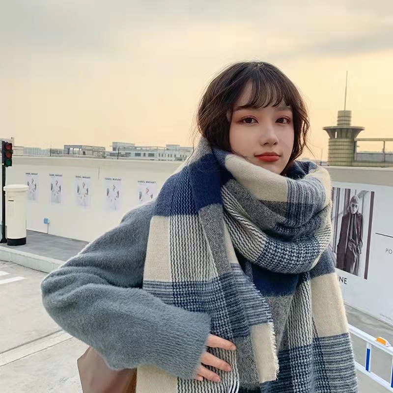 Women's Casual Streetwear Korean Style Plaid Imitation Cashmere Scarf display picture 3