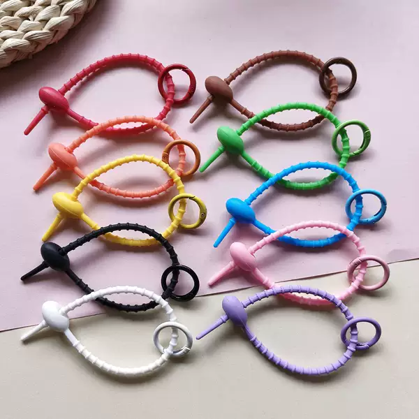 Silicone Cable Tie Spring Ring Hanging Buckle Color DIY Keychain Jewelry Hanging Ornaments Plush Doll Bag Lanyard Strap
