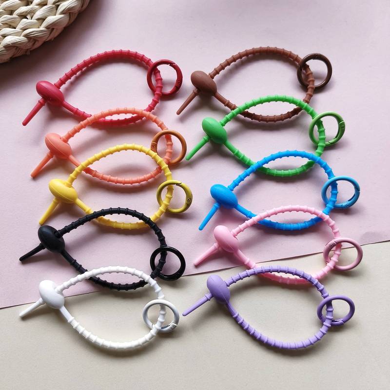 Silicone Cable Tie Spring Ring Hanging Buckle Color DIY Keychain Jewelry Hanging Ornaments Plush Doll Bag Lanyard Strap