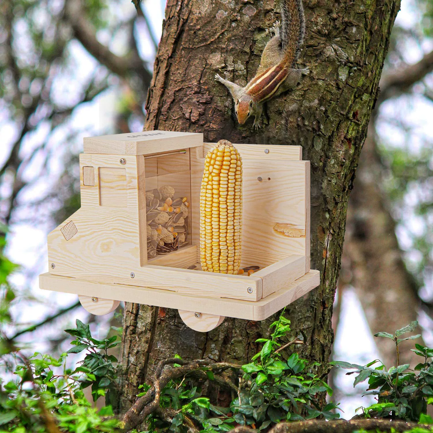 Грузовик деревянная белка кормушка деревянная дикая белка деревянная кормушка маленькое животное мультфильм автомобиль фидер