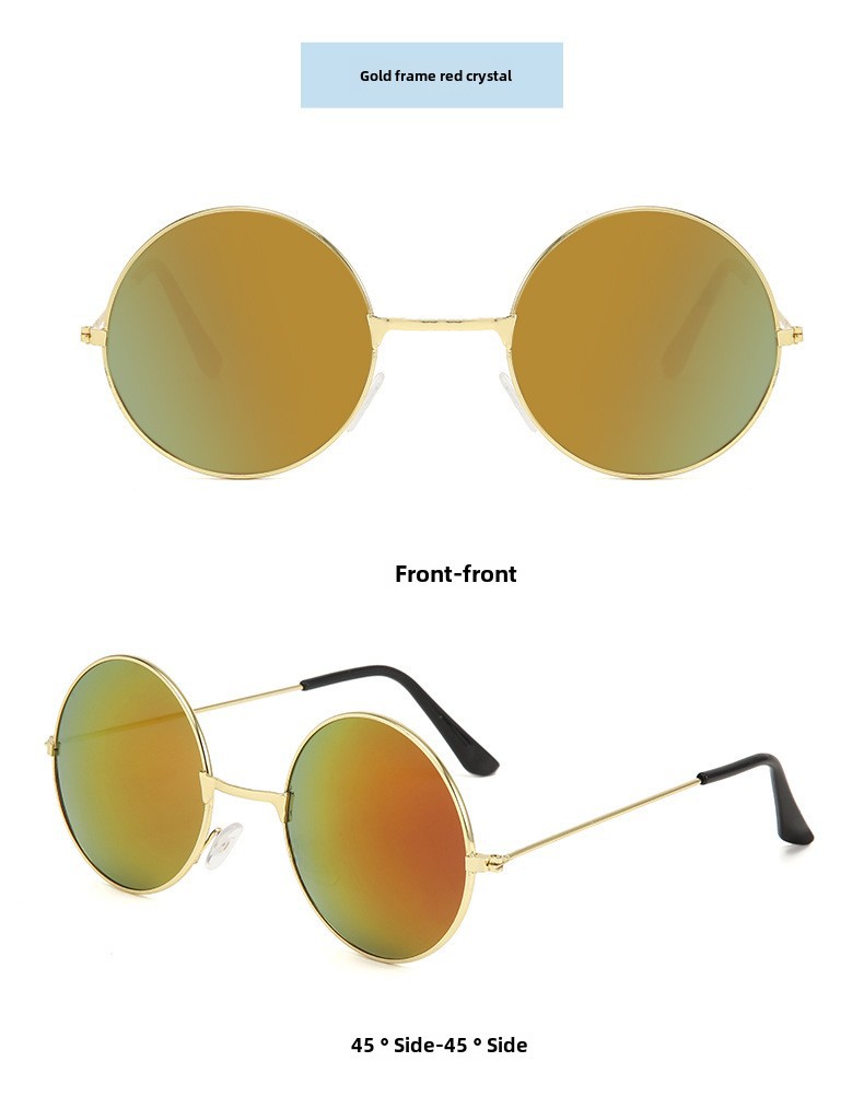 Retro Runde Metall Sonnenbrille Sonnenbrille Neue Unisex Flache Brille Farbe Marine Brille Großhandel_voghion.com