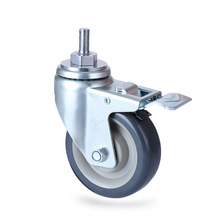 原厂家脚轮 4寸丝杆万向刹车轮 聚氨酯工业脚轮 载重170KG万向轮