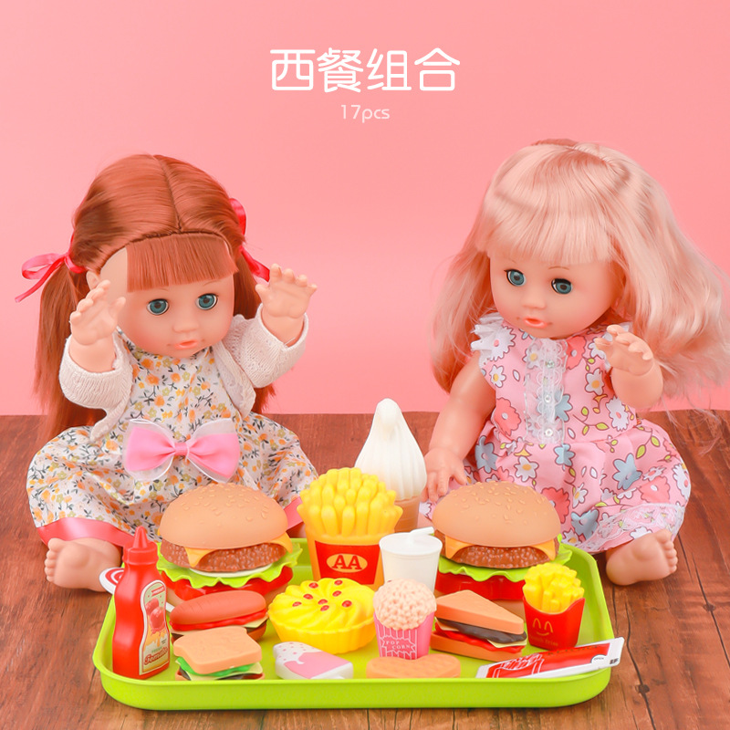 Fábrica directa de juguetes para niños en casa beberán agua, orinarán y cantarán simulación de muñecas conjuntos de juguetes de alimentos
