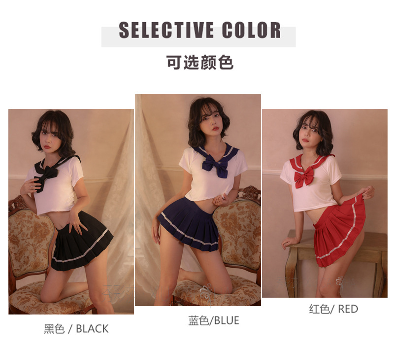 Cute Japanese Student Roleplay Uniform Set with Sweet Short Miniskirt — detail image 9