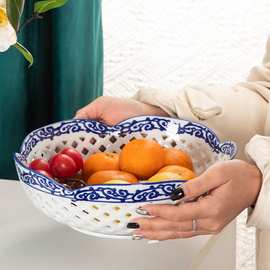 果盘青花新陶瓷水果盘大容量水果陶瓷果盘水果陶瓷水果盘青花瓷中