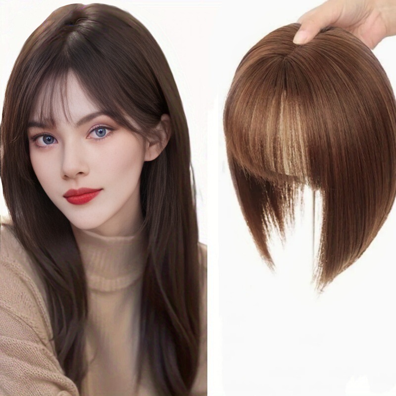 Women's Hairpiece for Top of Head, Realistic Human Hair to Cover Gray Hair, 3D French Bangs, Natural and Fluffy, Lightweight and Seamless Women's Hairpiece for Top of Head, Realistic Human Hair to Cover Gray Hair, 3D French Bangs, Natural and Fluffy, Lightweight and Seamless