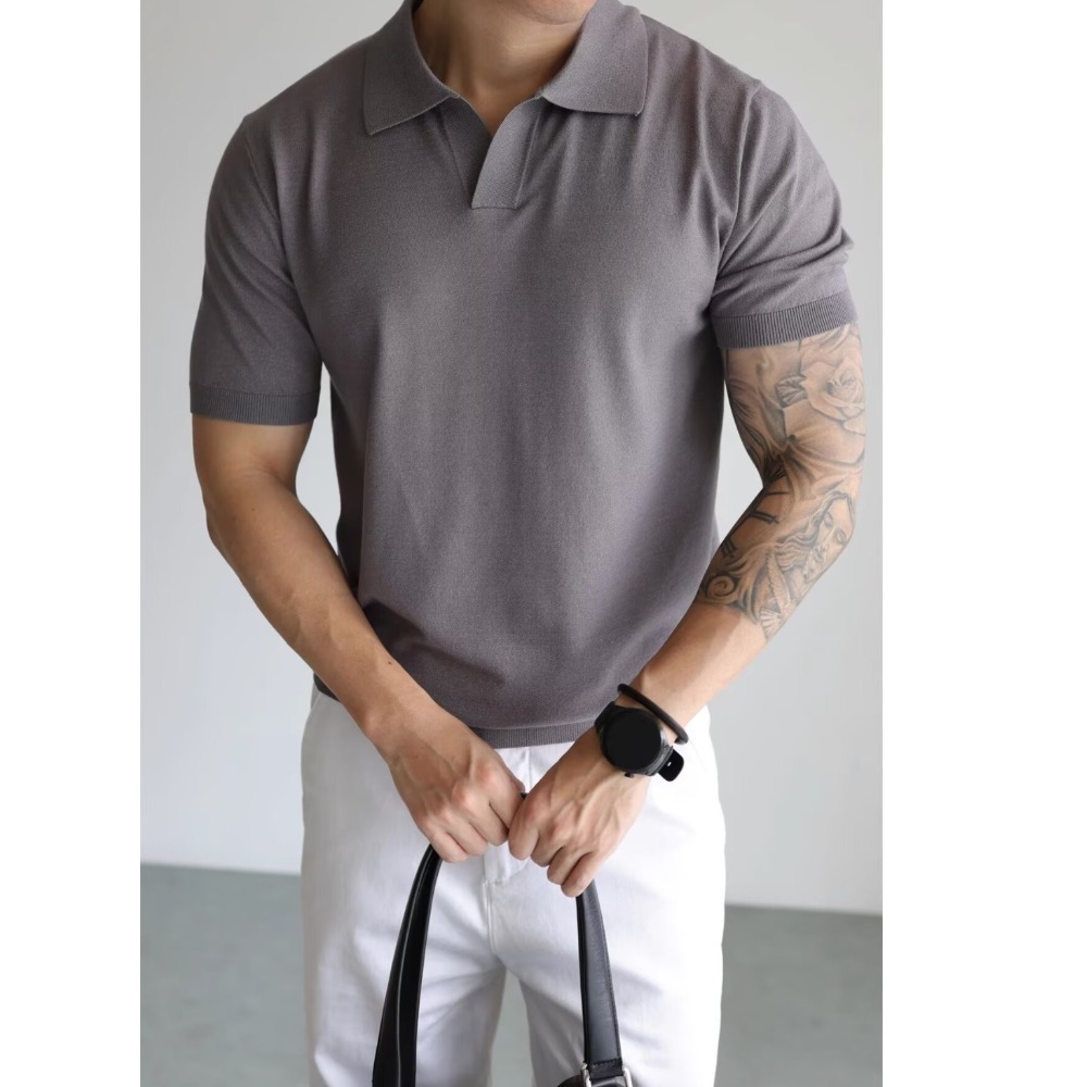 Polo camiseta de cuello V camiseta de manga corta hombre gaviota de negocios de verano camiseta de hielo comercio exterior al por mayor transfronterizo image 9