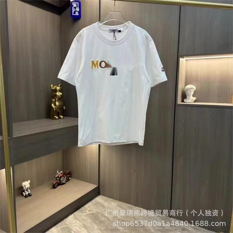 New Summer Mon Brand Couple Sports T-Shirt Mon Printed Cler Mouth Velcro Short-Sleeved Tops for Men and Women Trendy Clothes