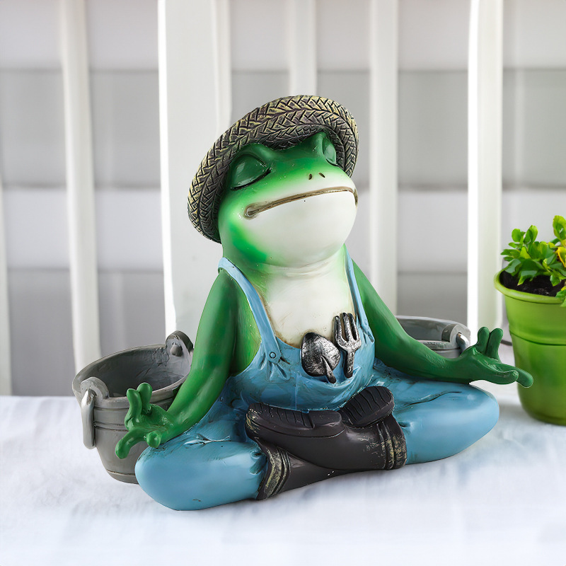 New Products Meditation and Meditation Frog Flower Pot Home Balcony Courtyard Garden Fleshy Green Planting Frog Bonsai Ornaments