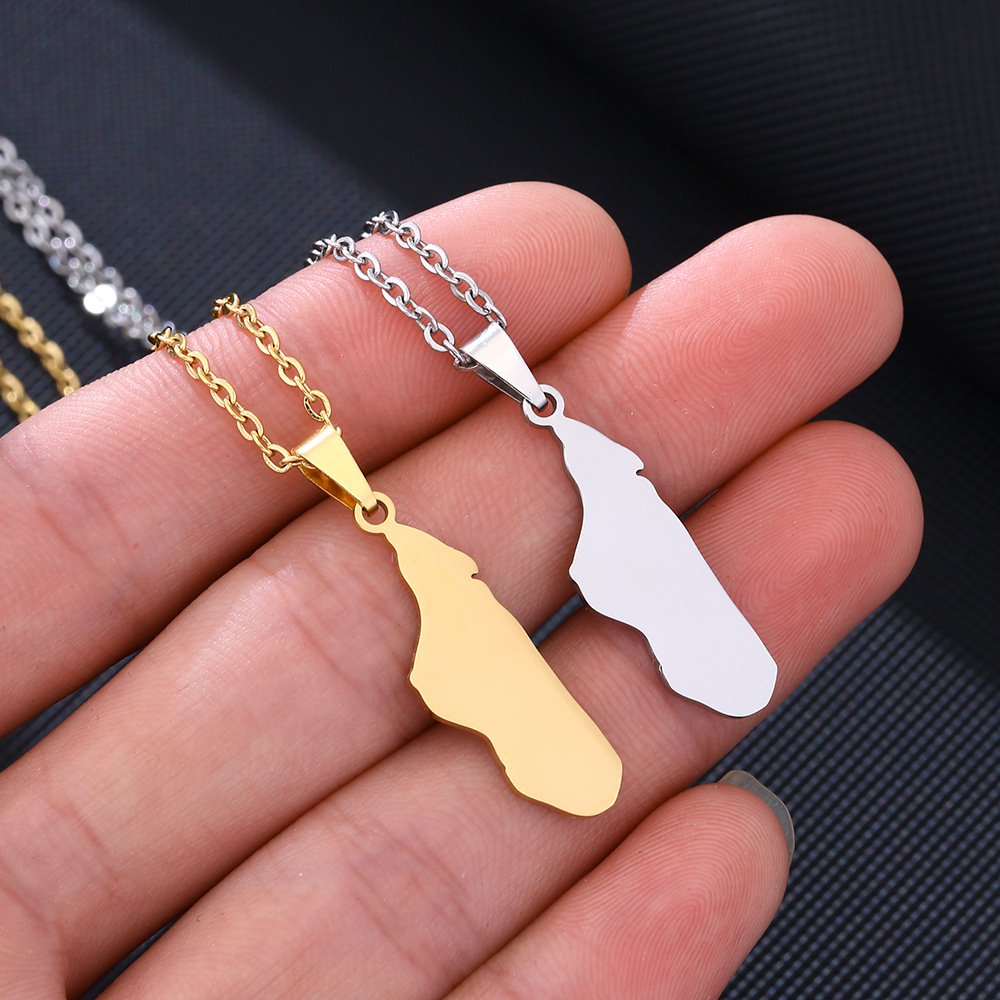 Stainless Steel 18K Gold Plated Ethnic Style Simple Style Plating Hollow Out Map None Pendant Necklace Long Necklace display picture 3