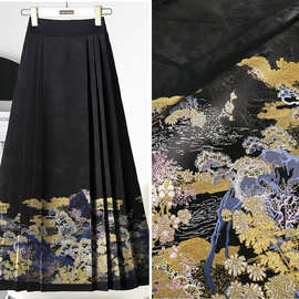 《SY033金光山水》织金汉服马面布料国风提花锦缎妆花服装面料