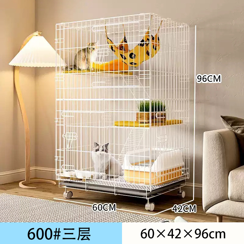 600 3 층 흰색 접이식 고양이 케이지 "60*42*96cm]