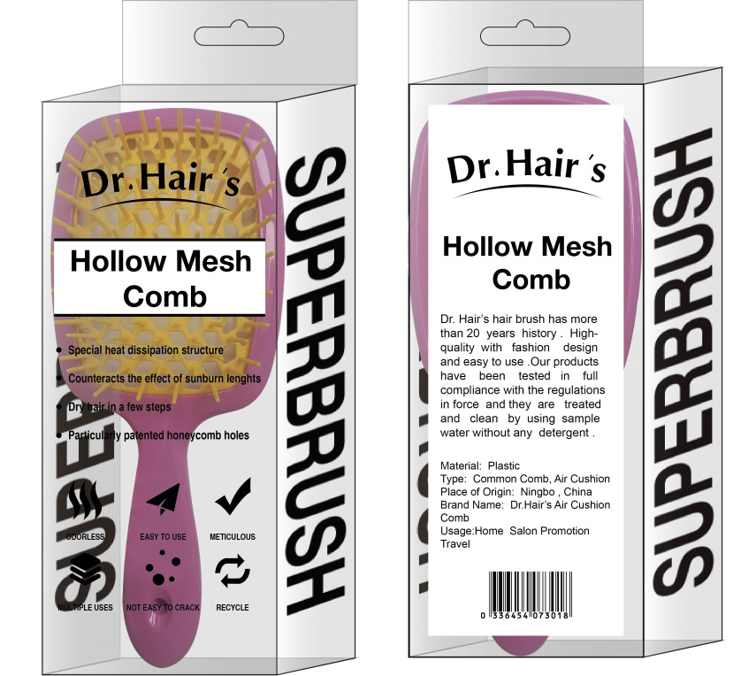 Peine de malla hueco del cuero cabelludo masaje peine húmedo y seco peine de plástico diente ancho peluquería mullido modelado peine al por mayor