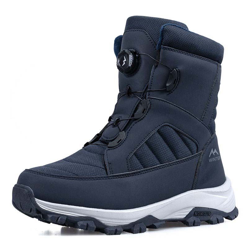 跨境男士纽扣雪地靴加绒加厚女高帮靴防水防滑爆款男鞋旅行大棉鞋