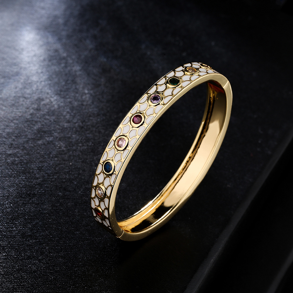 creative drip oil retro bohemian copper-plated 18K gold zircon bracelet