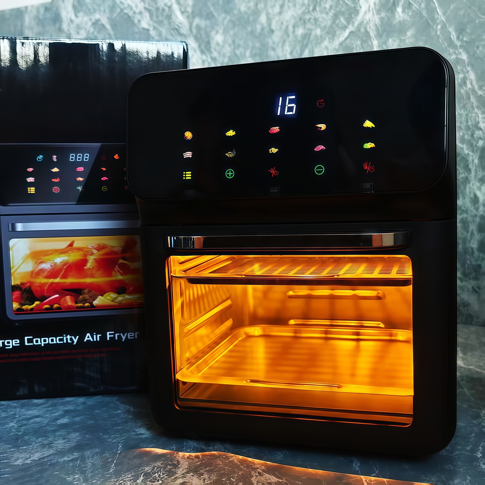 Cross-Border New Air Fryer 12L Large Capacity Multi-Functional Visual Electric Fryer Smart Automatic Household Electric Oven