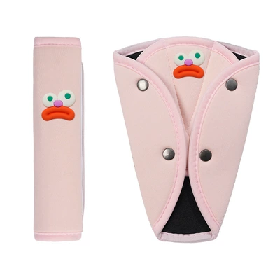 children, anti-neck-strangling seatbelt shoulder Seat belt shoulder pad - ice-silk-pink-shoulder-pads-orange-large-mouth-pair