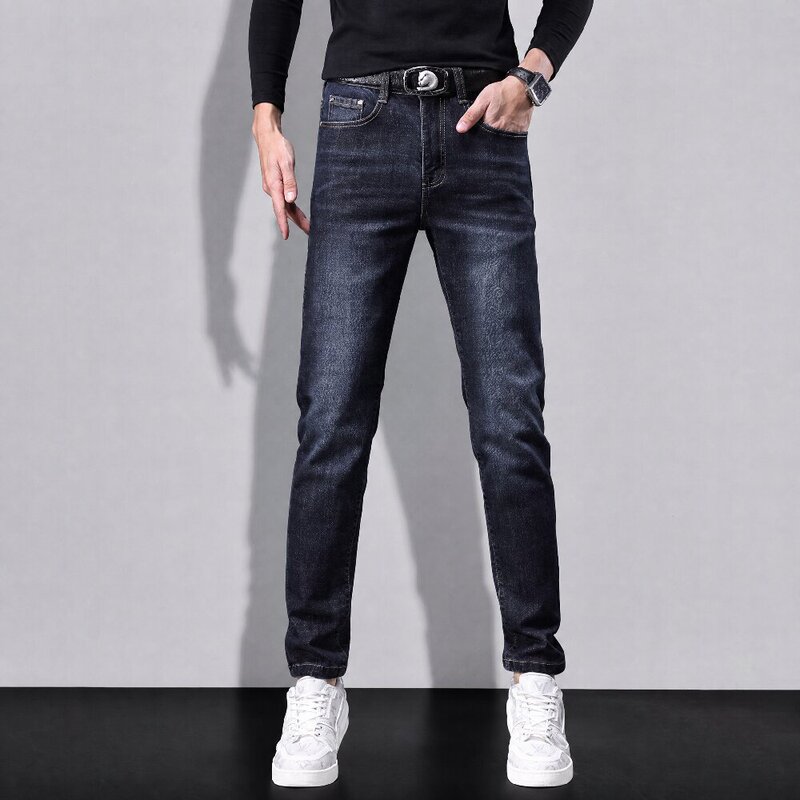 European Style Men's Jeans 2026 Autumn Pure Black High-End Trendy Stretch Slim Fit Casual Long Pants European Style Men's Jeans 2026 Autumn Pure Black High-End Trendy Stretch Slim Fit Casual Long Pants