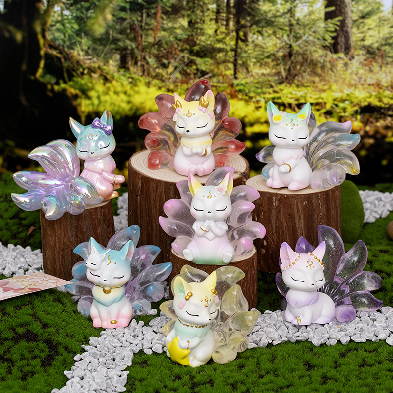 少女心涂山九尾狐第二弹盲盒手办儿童生日礼物学生桌面树脂工艺品