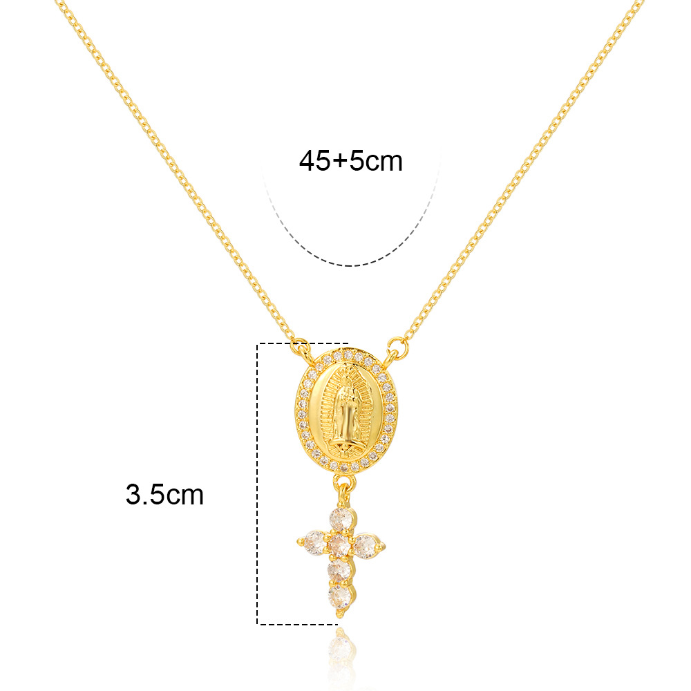 Casual Simple Style Cross Water Droplets Copper Plating Inlay Zircon Gold Plated Pendant Necklace display picture 2