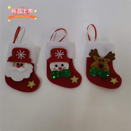Suministros de decoración de Navidad Santa Claus calcetines pequeños colgante de árbol de Navidad calcetines de Navidad bolsa de regalo bolsa de dulces de Navidad