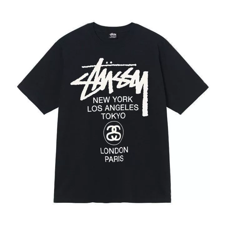 Футболка (Stussy) свободного кроя унисекс, короткий рукав, ткань 230 г, коллекция лета 2025