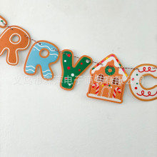 跨境韩国ins姜饼人纸板拉旗圣诞节布置拍照氛围儿童宝宝道具拉花