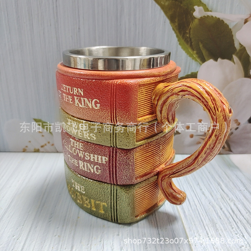 跨境新款Book Series Coffee Mugs 图书系列咖啡树脂不锈钢马克杯|undefined
