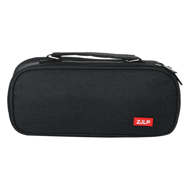 Estilo coreano simple portátil de doble capa de gran capacidad de cinco rejillas caja de lápiz Oxford tela de color sólido estudiante de papelería de almacenamiento caja de lápiz bolsa