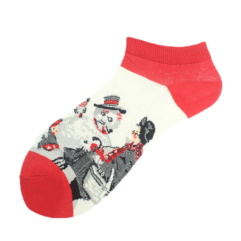 Calcetines de tobillo para hombre primavera y verano calcetines nuevos calcetines de corte bajo para mujer pintura al óleo calcetines de moda europeos y americanos ins al por mayor transpirable
