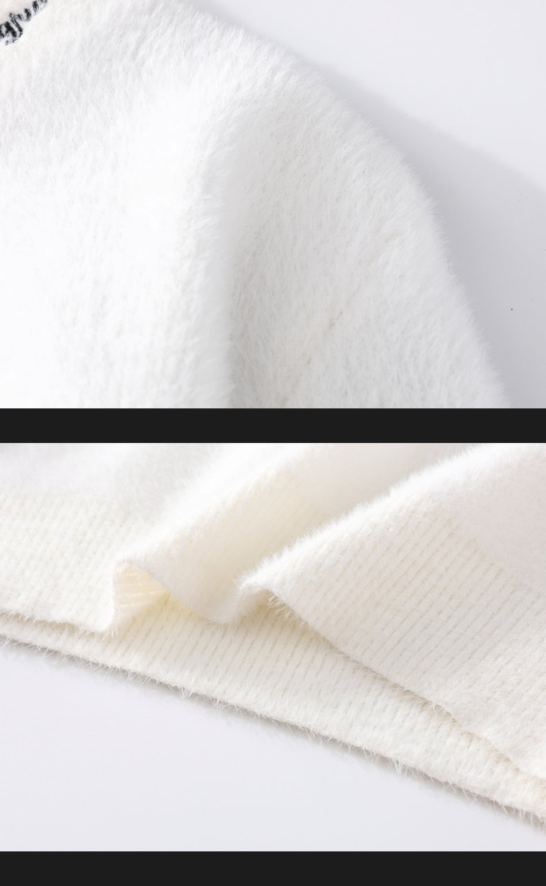 Men's Semi-Turtleneck Knit Sweater - Soft Rabbit Wool Blend, Loose Fit, Casual Winter Pullover For Teens & Adults (White, Beige, Black, Brown)​_voghion.com