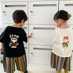 Jiaye Children's 2024 new summer style children's back tiger print short-sleeved men's and women's style half-sleeved tops