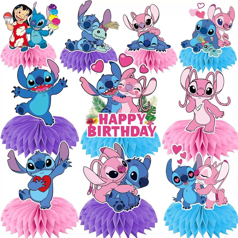 Stitch Birthday Honeycomb Ornaments Birthday Party Theme Stitch Cartoon Characters Same Style Honeycomb Decoration INS