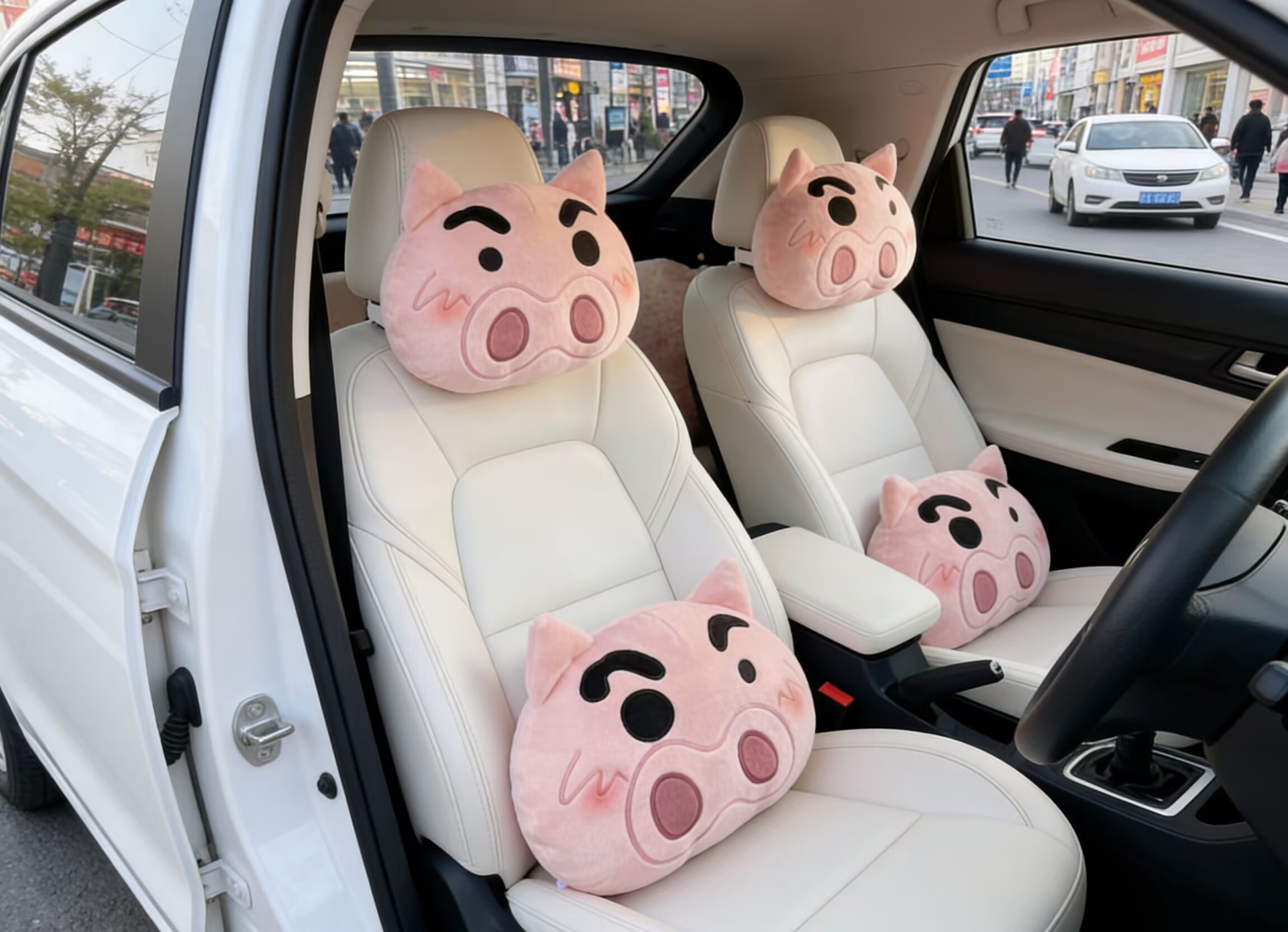 Cartoon New Style Piggy Doll Car Headrest Interior Decoration Neck Pillow Sunny Day Piggy Headrest Interior Decoration Sunny Day Piggy