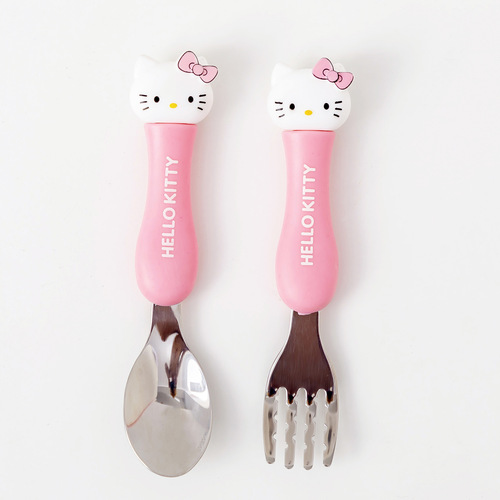 Stainless steel fork with modern minimalist child-friendly packaging, high-quality stainless steel knife and spoon set with cartoon design, two-piece household set