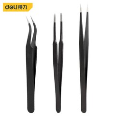 Powerful tool stainless steel tweezers straight tip pointed tip curved tip repair small pliers anti-static tweezers set of 3